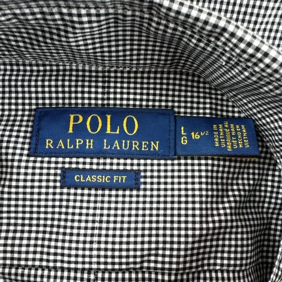 Polo Ralph Lauren Shirt Mens L Classic Fit Black Plaid Long Sleeve Button Up NEW